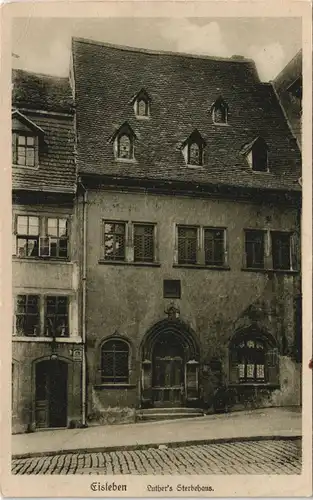 Eisleben Luthers Sterbehaus (rückseitig Stadt Beschreibung) 1920