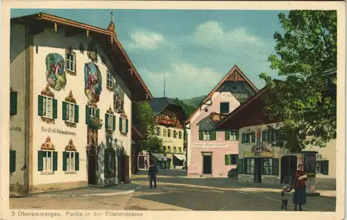 Ansichtskarte Oberammergau Partie in der Ettalerstrasse 1930