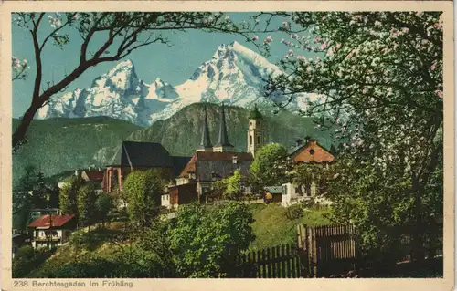 Ansichtskarte Berchtesgaden Panorama Ansicht Im Frühling gegen Berge 1930