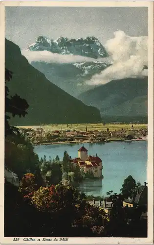 Ansichtskarte .Schweiz Chillon et Dents du Midi 1930