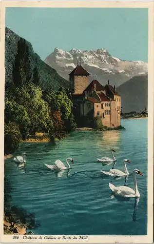 Ansichtskarte Veytaux Schloss Chillon Château de Chillon Dents du Midi 1930