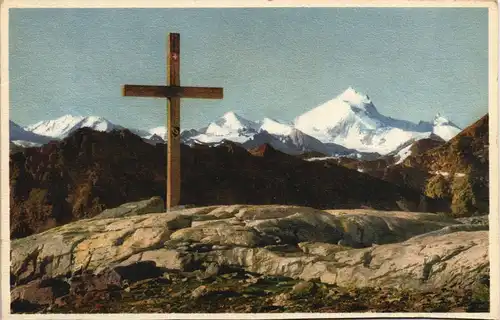 .Schweiz Bergkreuz Lötschenpass Lyskamm-Brunegghorn-Weisshorn-Rothorn 1930