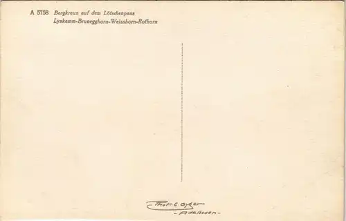 .Schweiz Bergkreuz Lötschenpass Lyskamm-Brunegghorn-Weisshorn-Rothorn 1930