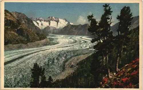 .Schweiz Walliser Fiescherhörner Grosser Aletsch-Gletscher Glacier Suisse 1930