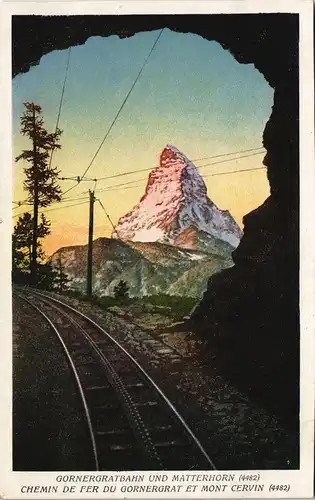 Zermatt GORNERGRATBAHN UND MATTERHORN Bergbahn Schweizer Alpen 1920