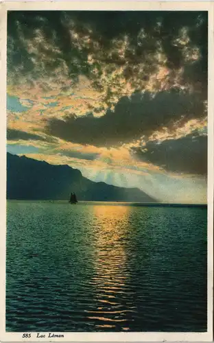 Ansichtskarte Genf Genève Genfersee (Lac Léman) Sonnen-/Wolken-Spiele 1930