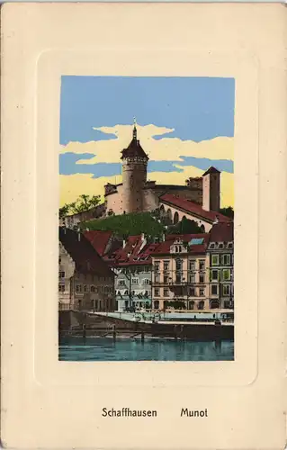Ansichtskarte Schaffhausen Stadtteilansicht Partie am Munot 1920