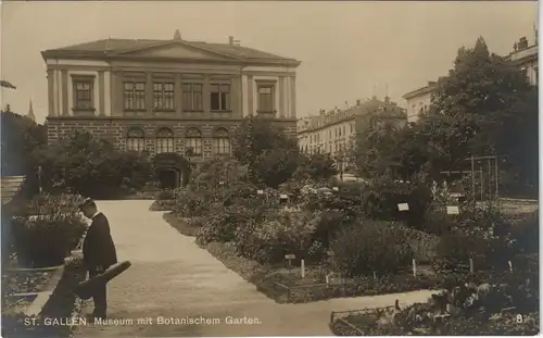 St. Gallen San Gallo / Sogn Gagl / St-Gall Museum mit Botanischem Garten Echtfoto-AK 1920