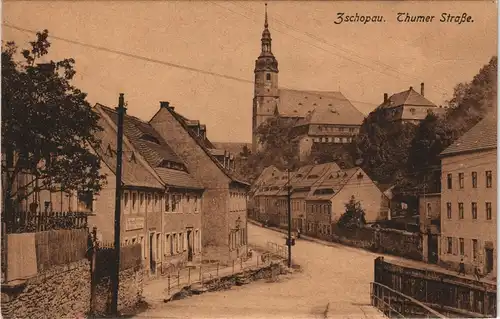 Ansichtskarte Zschopau Thumer Straße 1915