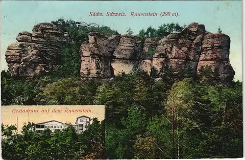 Rathen Fels Rauenstein (sächsische Schweiz) mit Restaurant 1924