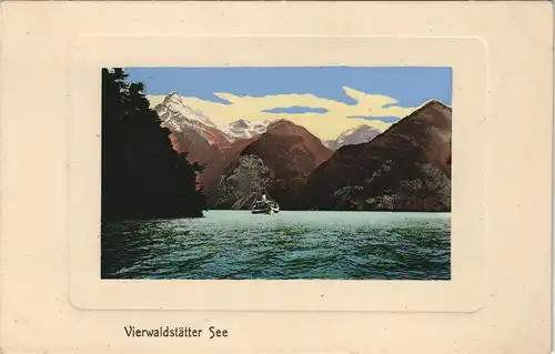 Luzern Lucerna Vierwaldstättersee Personenschiff Alpen Berge 1920