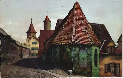 Ansichtskarte Dinkelsbühl Partie an der Stadtmauer, Drei-Königskapelle 1910