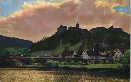Harburg (Schwaben) Wörnitzbrücke und Schloss (Castle View) 1910