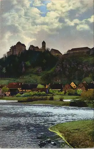 Harburg (Schwaben) Partie an der Wörnitz Blick zum Schloss 1910