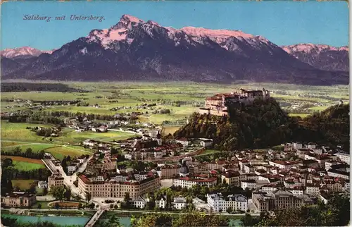 Salzburg Panorama-Ansicht Gesamtansicht mit Festung & Alpen Kette 1910