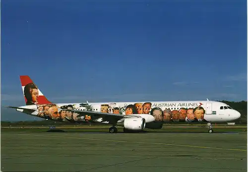 Ansichtskarte  Aribus A321-111 Austrian Airlines bemalt mit Personen 2000