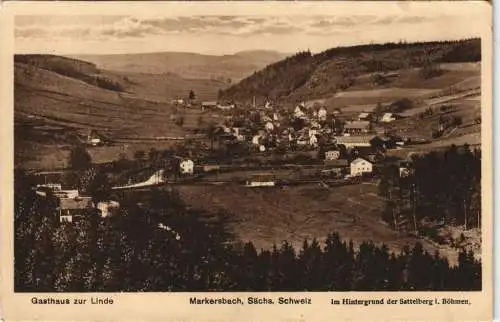 Markersbach-Raschau-Markersbach Panorama-Ansicht mit Gasthaus Zur Linde  1920