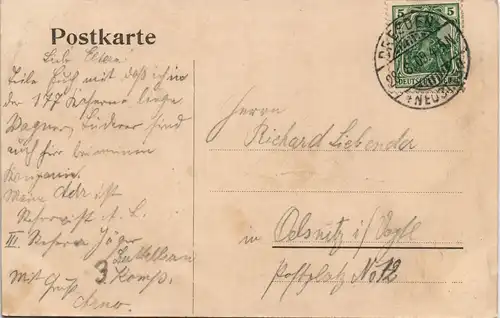 Äußere Neustadt-Dresden Kaserne d. II. Bataillon, Strassen Ansicht 1909