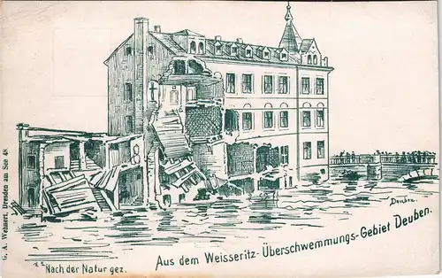 Deuben-Freital Weisseritz Überschwemmungs-Katastrophe, Zerstörtes Haus 1900