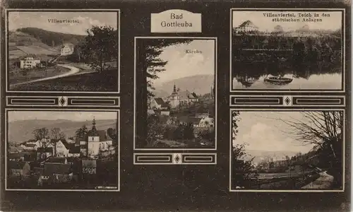 Bad Gottleuba-Berggießhübel Mehrbild-AK mit Villenviertel, Kirche  1910