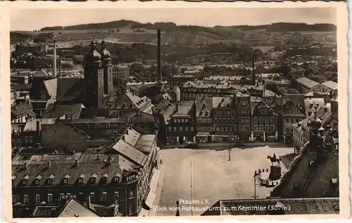 Plauen (Vogtland) Panorama Blick vom Rathausturm zum Kemmler 1935