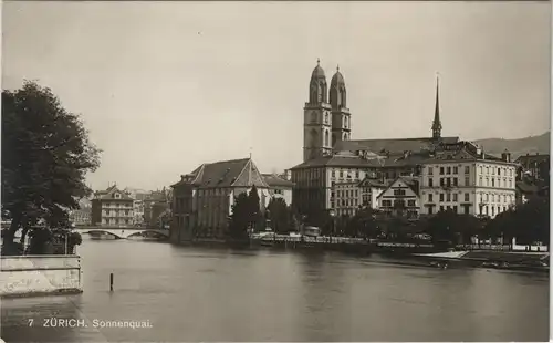 Ansichtskarte Zürich Stadt Ansicht Partie am Sonnenquai 1930