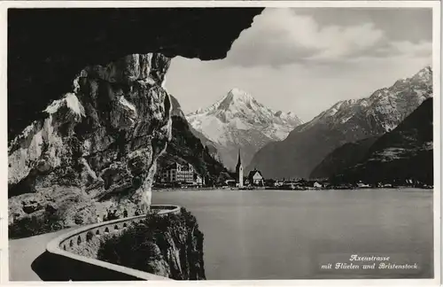 Ansichtskarte Axenstrasse Axenstrasse mit Flüelen und Bristenstock 1930