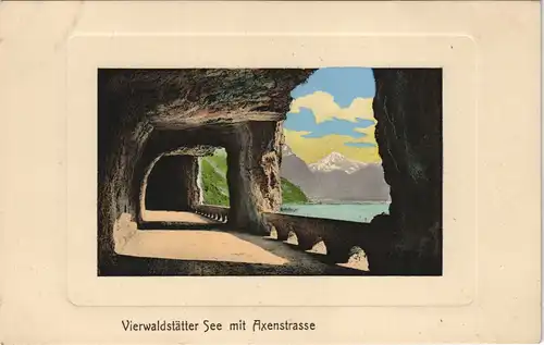 Ansichtskarte Axenstrasse Vierwaldstätter See mit Axenstrasse 1910
