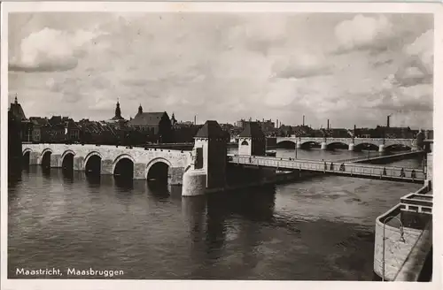 Postkaart Maastricht Mestreech Brücke am Fluss Maas Maasbruggen 1940