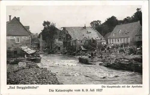 Bad Gottleuba-Berggießhübel Die Hauptstraße mit der Apotheke  Katastrophe 1927