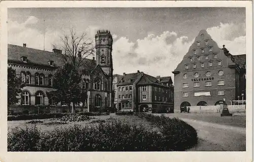 Ansichtskarte Aschersleben Volkshaus mit Postamt 1956