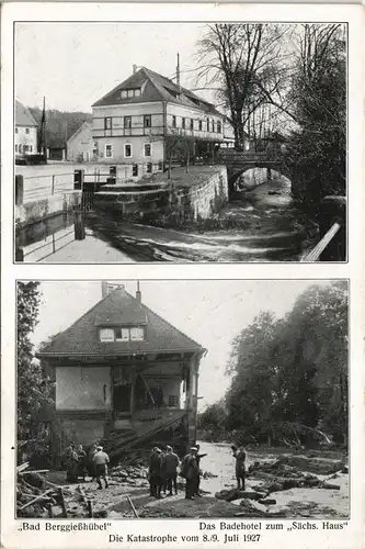 Bad Gottleuba Berggießhübel Unwetter 8. Juli 2 Bild Vor- und Nach 1927