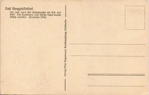 Bad Gottleuba-Bad Gottleuba-Berggießhübel Unwetter 8. Juli Vor und Nach 1927