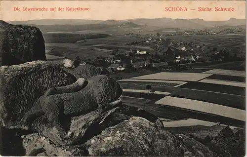 Schöna-Reinhardtsdorf-Schöna Löwenwache Kaiserkrone - Stadt 1908