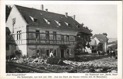 Bad Gottleuba-Berggießhübel Am Badehotel zum Sächs. Haus" Unwetter 8. Juli 1927