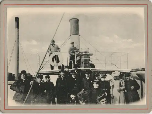 Sylt Dampfer Sylt - Passagiere CDV Kabinettfoto 1880 Privatfoto Foto