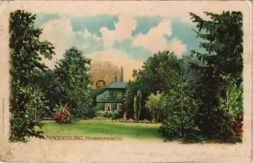 Herrenkrug-Magdeburg Altes Gesellschaftshaus - GOLDSONNE 1901 Goldrand