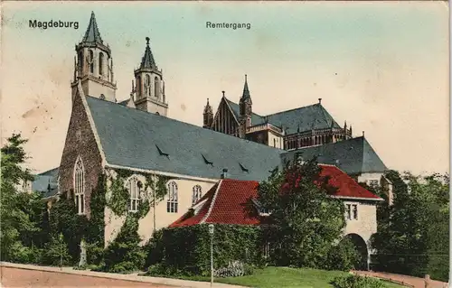 Ansichtskarte Altstadt-Magdeburg Remtergang - colorierte Karte 1909