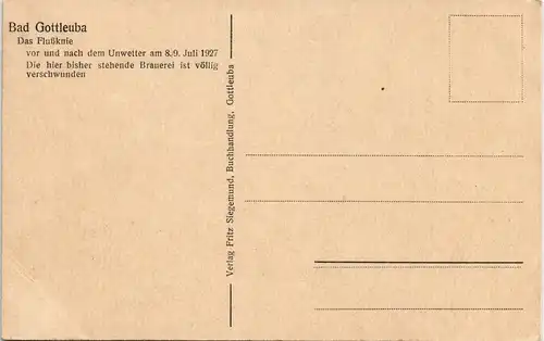 Bad Gottleuba-Bad Gottleuba-Berggießhübel Stadt vor und nach Unwetter 8. Juli 1927