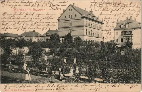 Ansichtskarte Bautzen Budyšin Marthastift - Frauen im Garten 1904