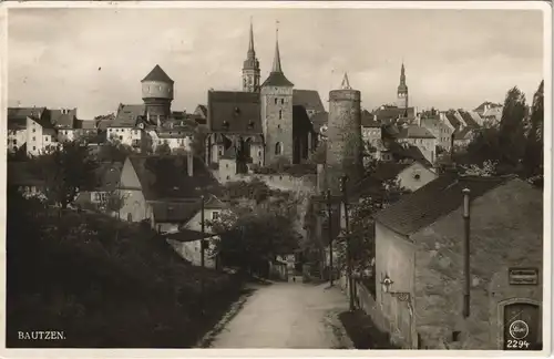 Ansichtskarte Bautzen Budyšin Straßenpartie in der Stadt 1933