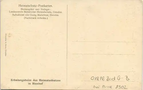 Ansichtskarte Bad Gottleuba-Bad Gottleuba-Berggießhübel Bienhof 1928