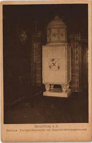 Naumburg (Saale) Rathaus. Farbiger Kachelofen im Magistratssitzungszimmer 1928