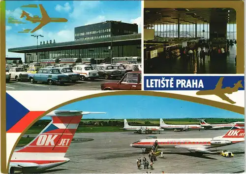 Postcard Prag Praha LETIŠTĚ PRAHA Flughafen OK Jet Flugzeug 1980