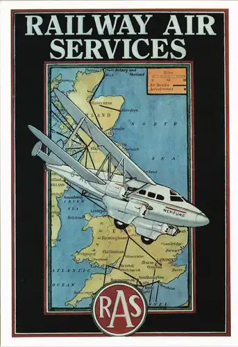 Sammelkarte  Flugwesen Flugzeuge Railway AIR Services UK Illustration 1990