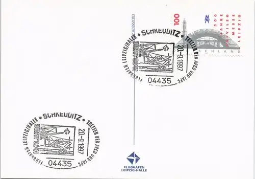 Leipzig Leipzig-Halle Flughafen 70Jahre Sonderstempel Künstlerkarte 1997