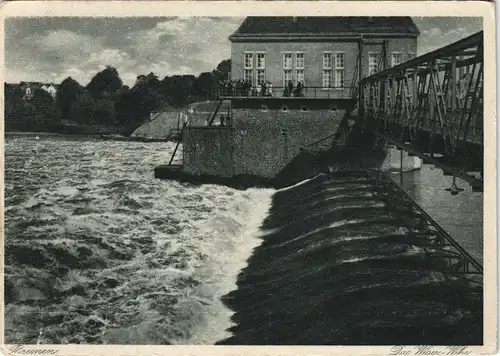 Ansichtskarte Bremen Weser Partie Weser-Stauwerk 1930