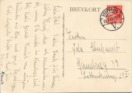Postcard Kopenhagen København Kirche und Straße 1933