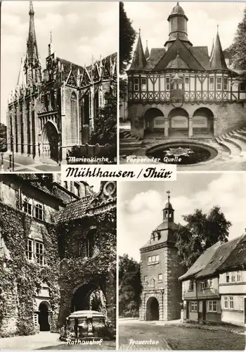 Mühlhausen (Thüringen) DDR Popperoder Quelle, Kirche, Frauentor, Rathaus 1971