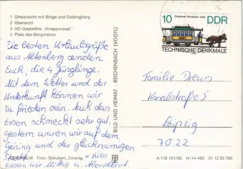 Altenberg (Erzgebirge) DDR Mehrbild-AK (Kreis Dippoldiswalde) 1985